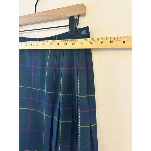 Pendleton Celebration Green Tartan Pleated Wool Midi Skirt Dark Academia Size 10 - Picture 4 of 9
